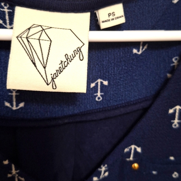 Janet Chung Print Anchor Navy Women's Tank Top Sleveless Size S - Picture 5 of 5